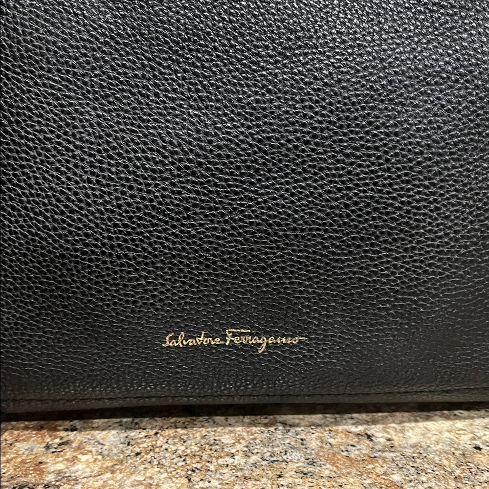 Salvatore Ferragamo EUC Amy Gancini Tote Bag Black Pebbled Leather - Picture 15 of 15